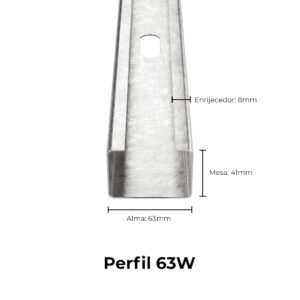 Montante Light Steel Frame 63 W (Alma: 63mm x Mesa: 41mm x Comprimento: 6000mm)