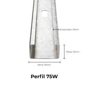 Montante Light Steel Frame 75W (Alma: 75mm x Mesa: 41mm x Comprimento: 3000mm)